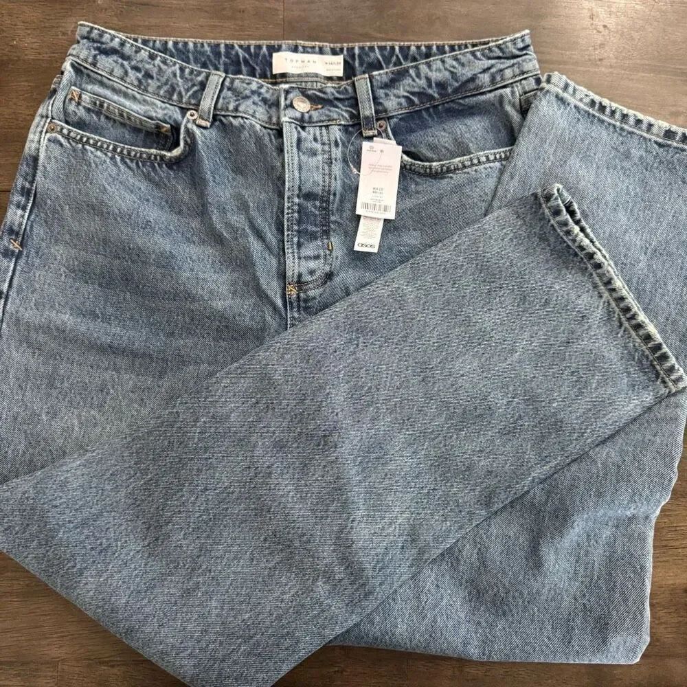Topman straight jeans in light blue 34x32